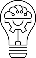 Creative idea icon. Brain and light bulb thin light icon, sign or logo, vector illustration.