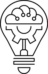 Creative idea icon. Brain and light bulb thin light icon, sign or logo, vector illustration.
