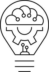 Creative idea icon. Brain and light bulb thin light icon, sign or logo, vector illustration.