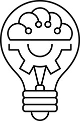 Creative idea icon. Brain and light bulb thin light icon, sign or logo, vector illustration.