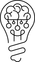 Creative idea icon. Brain and light bulb thin light icon, sign or logo, vector illustration.