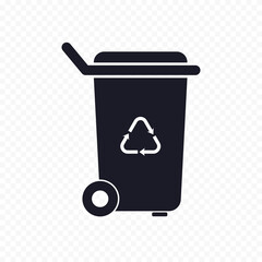 Recycle bin vector symbol, waste recycling basket silhouette.