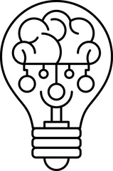 Creative idea icon. Brain and light bulb thin light icon, sign or logo, vector illustration.