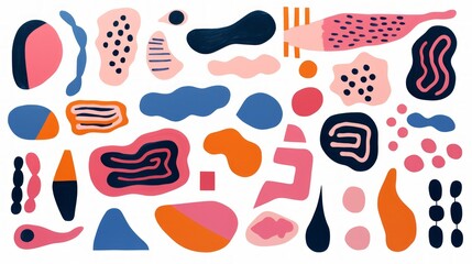 Hand drawn abstract shapes and doodles seamless pattern. illustration. Generative AI