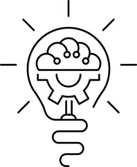 Creative idea icon. Brain and light bulb thin light icon, sign or logo, vector illustration.