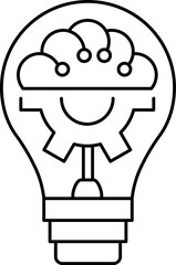 Creative idea icon. Brain and light bulb thin light icon, sign or logo, vector illustration.