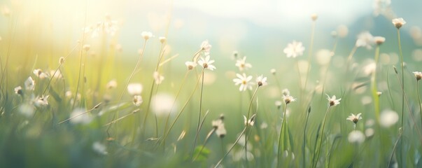 Obraz na płótnie Canvas grass field with blooming flowers
