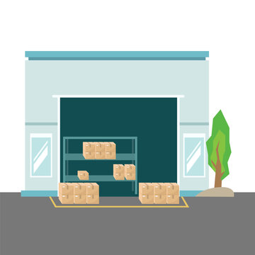 warehouse srock pile cartoon vector art element design template