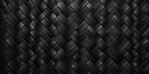 black background,it is horizontal elegant black leather texture with buttons for pattern and background.Weave eco leather black texture pattern, panoramic background - AI generated