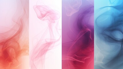 Set of three abstract colored smoke banners. illustration for your design Generative AI