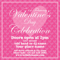 Valentine's day celebration party poster flyer or social media post design