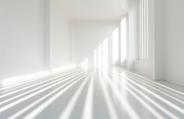 Obraz premium white striped floor with light shining on it