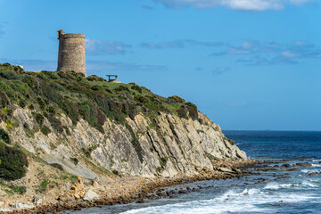 Fototapeta na wymiar Guadalmesi Tower on the coast of Tarifa - Cadiz