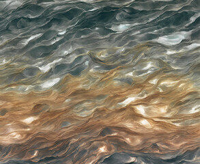 Obraz premium Abstract wild waves in gray and orange colors