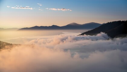 Fototapeta na wymiar Photograph of white fog with mountains on the side