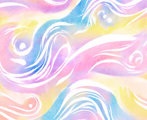An abstract illustration in a blurry watercolor gradient in pastel colors