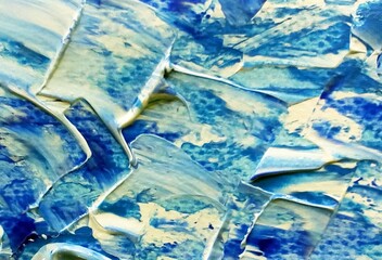 hand painted original impressionism brush stroke painting abstract  blue  oil color background	