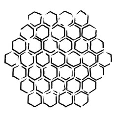 Propolis. Doodle hand drawn honeycomb sketch structure. Honey, pollen, wax, parchment and bee products in sketch style. Stock black and white illustration on a white background.