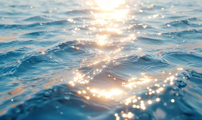 Fotobehang Water surface with light reflections and gentle waves, Generative AI © simba kim