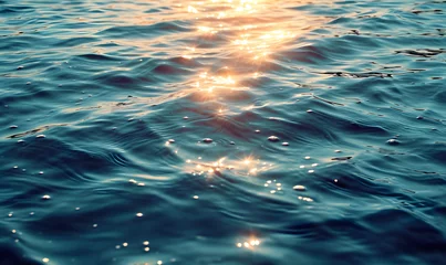 Photo sur Plexiglas Coucher de soleil sur la plage Water surface with light reflections and gentle waves, Generative AI