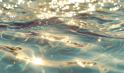 Water surface with light reflections and gentle waves, Generative AI