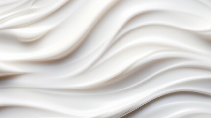 close up of a white whipped cream swirl on white background. Generative AI
