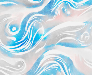 An abstract illustration in a blurry watercolor gradient in blue and light gray