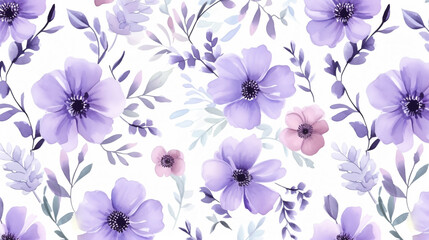 Watercolor painted purple flower. Hand drawn flower design elements isolated on white background.