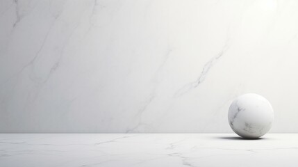 White marble egg on white marble background. 3d render illustration. Generative AI