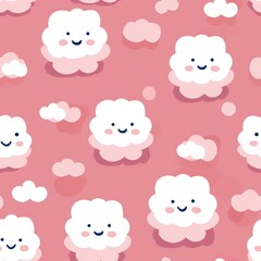 seamless patterns for prints | Puffy Marshmallow Friends 2D Minimal Pattern
