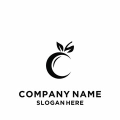 Obraz premium vector illustration of orange fruit with abstract letter c combination