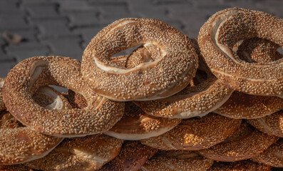 Turkish Sesame bagel. Adana simit. Turkey.