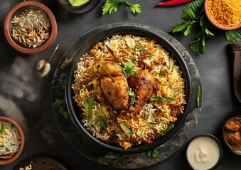 Delicious and Flavorful Hyderabad Biryani: Traditional Indian Cuisine at its Finest, Captured in Mouthwatering Food Photography