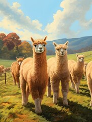 Fototapeta premium A Tranquil Alpaca Haven: Captivating Images of a Serene Farm in the Countryside
