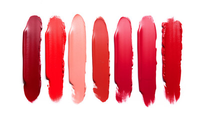 cosmetic smears of glossy lip gloss texture on white background - obrazy, fototapety, plakaty