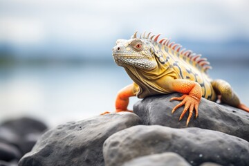 Obraz premium iguana basking on a flat rock