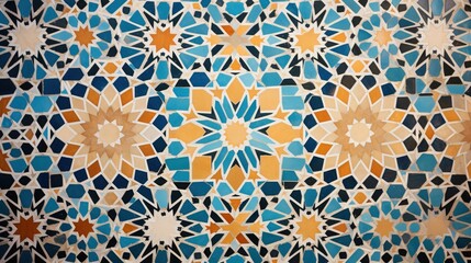 Detail of moroccan ceramic tiles in Casablanca, Morocco