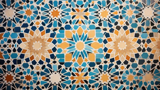 Detail of moroccan ceramic tiles in Casablanca, Morocco