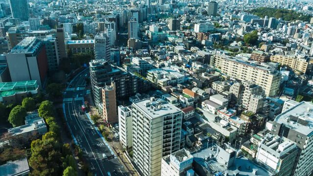 Timelapse footage of Tokyo cityscape from above, Japan
