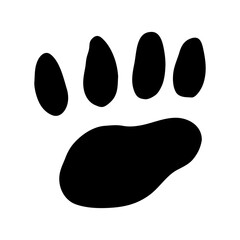 Bear paw print.Black silhouette of animal footprint.Vector.