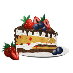 piece of cake with berries