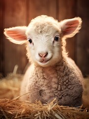 Obraz premium Adorable Baby Lamb: Charming Country Farm Animal Image
