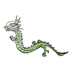 龍の和風ベクターイラスト（カラー）。