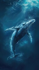 Naklejka premium Blue whale illustration 