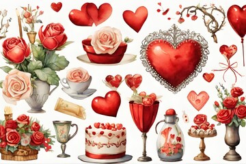 Vintage Valentine's Elements (JPG 300Dpi 10800x7200)