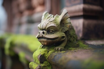 Obraz premium moss-covered gargoyle on an ancient buildings corner