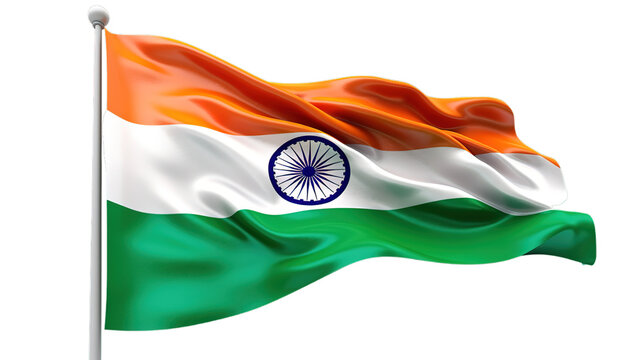 Indian flag isolated on transparent background, Generative ai.
