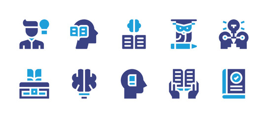 Knowledge icon set. Duotone color. Vector illustration. Containing read, knowledge, idea, reading book, learning.