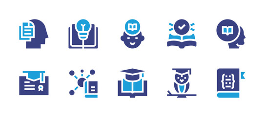 Knowledge icon set. Duotone color. Vector illustration. Containing book, science, knowledge, college, wisdom.