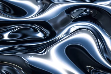 Deurstickers Metallic abstract wavy liquid background © fledermausstudio